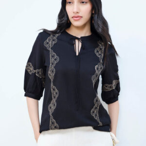 Black Embroidery Top for Women