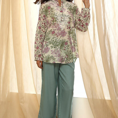 Dull Blue Solid Straight Palazzo for Women